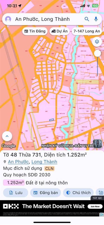 Bán đất 1252m2 ngay kcn long thành an phước sổ hồng riêng đất ở