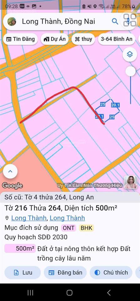 Chính chủ bán lô đất gần sân bóng đá an lâm, xã long an (cũ). diện tích 20x25=500m2.
