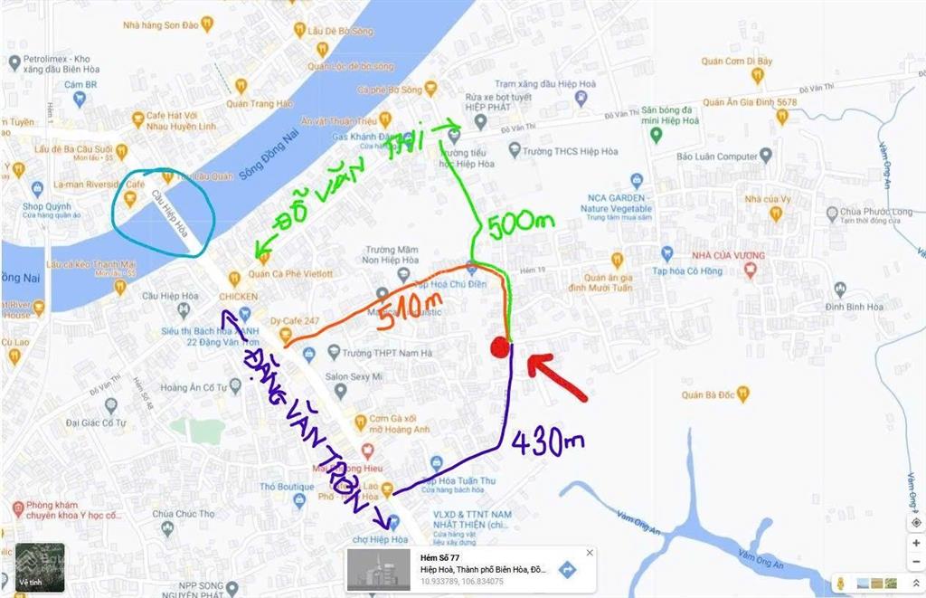 Bán đất biệt thự gần đường trục trung tâm tp biên hòa, aeon biên hòa, thổ cư 250 m2 kđt hiệp hòa