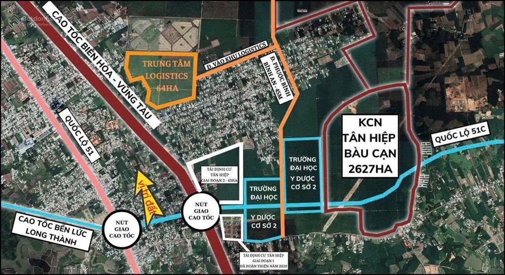Đất thổ cư 2 mặt tiền phước thái, long thành, đồng nai