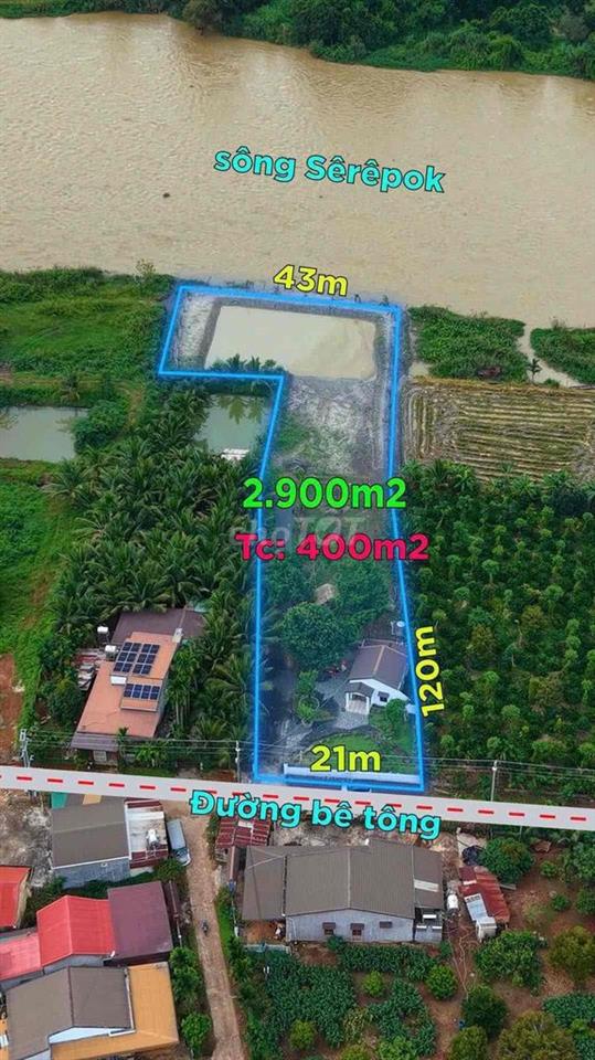 nhà vườn thổ cư full view mặt sông serepok cách ngã sáu BMT 23km
