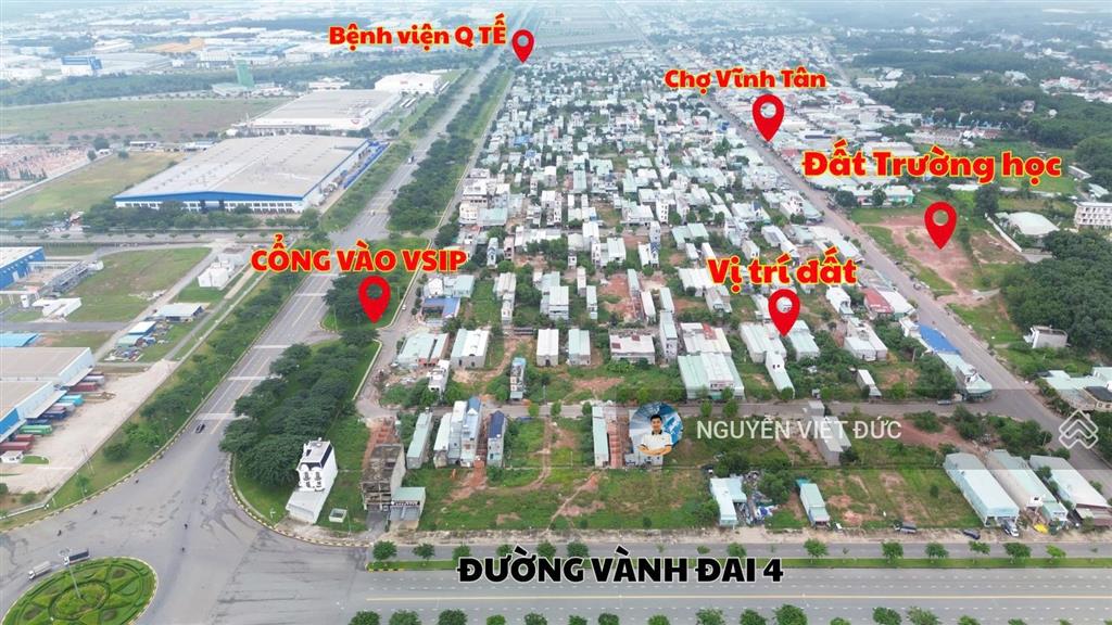 Bán gấp đất mặt tiền trục cổng chỉnh vào kcn vsip 2 ngay gần uỷ ban vĩnh tân và đường vành đai 4