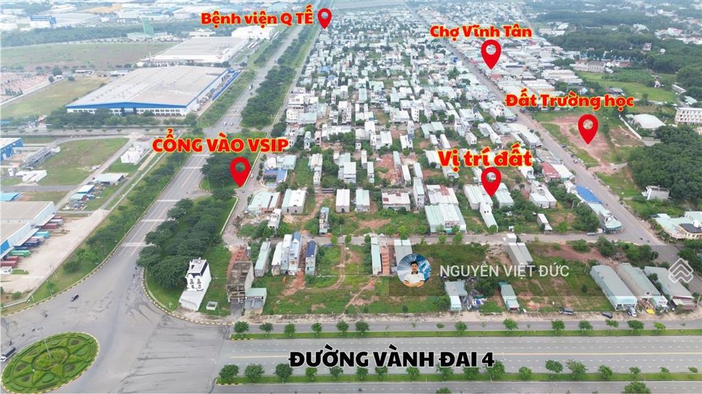 Bán gấp đất mặt tiền trục cổng chỉnh vào kcn vsip 2 ngay gần uỷ ban vĩnh tân và đường vành đai 4