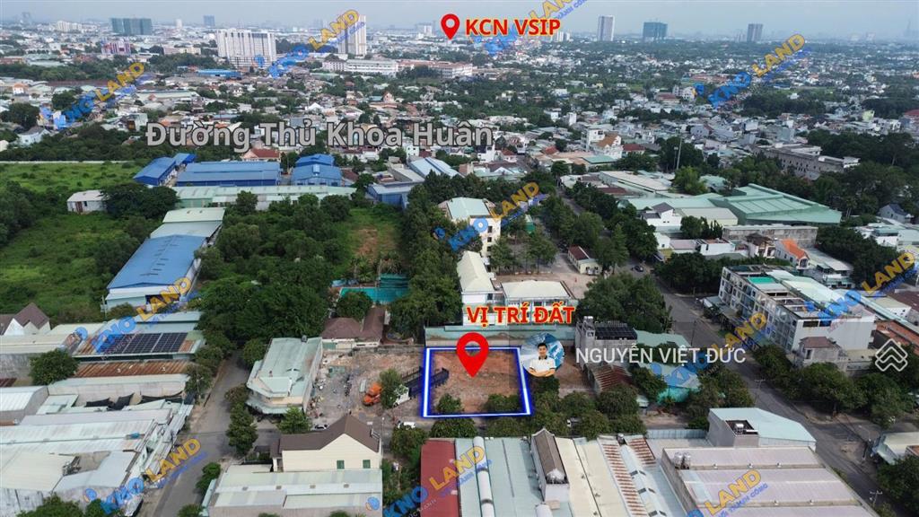Giảm 1,2 tỷ bán gấp 300m2 đất mặt tiền kcn ngang 10m ngay đường thủ khoa huân giáp ql13 thuận an