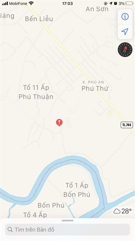 Chính chủ bán đất phú an, 20x59,3 = 1.186m2, đường đẹp nhựa 8m cách mt dh609 40m, cách dt744 900m