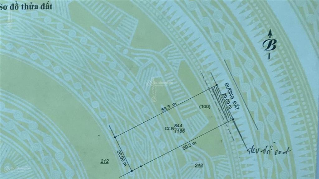 Chính chủ bán đất phú an, 20x59,3 = 1.186m2, đường đẹp nhựa 8m cách mt dh609 40m, cách dt744 900m