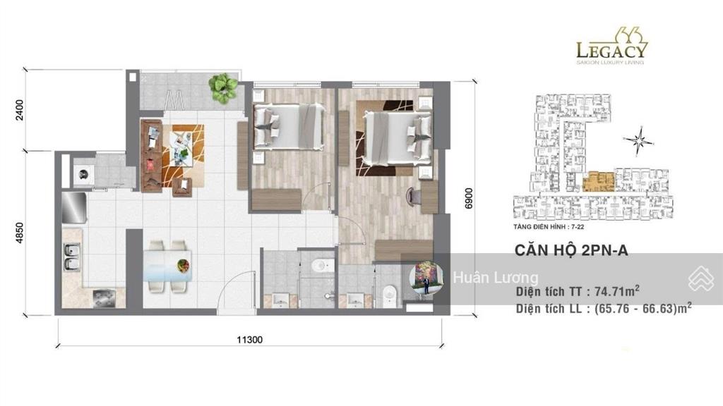 Siêu hot căn hộ 2pn2wc75m2 view thoáng tại legacy 66, phường chợ lớn chỉ thanh toán 20% nhận nhà
