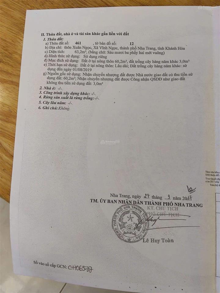 Bán lô đất hòn thơm vĩnh ngọc ,nha trang