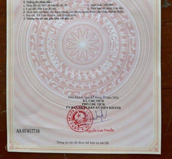 Bán đất tái định cư nam sông cái diên khánh