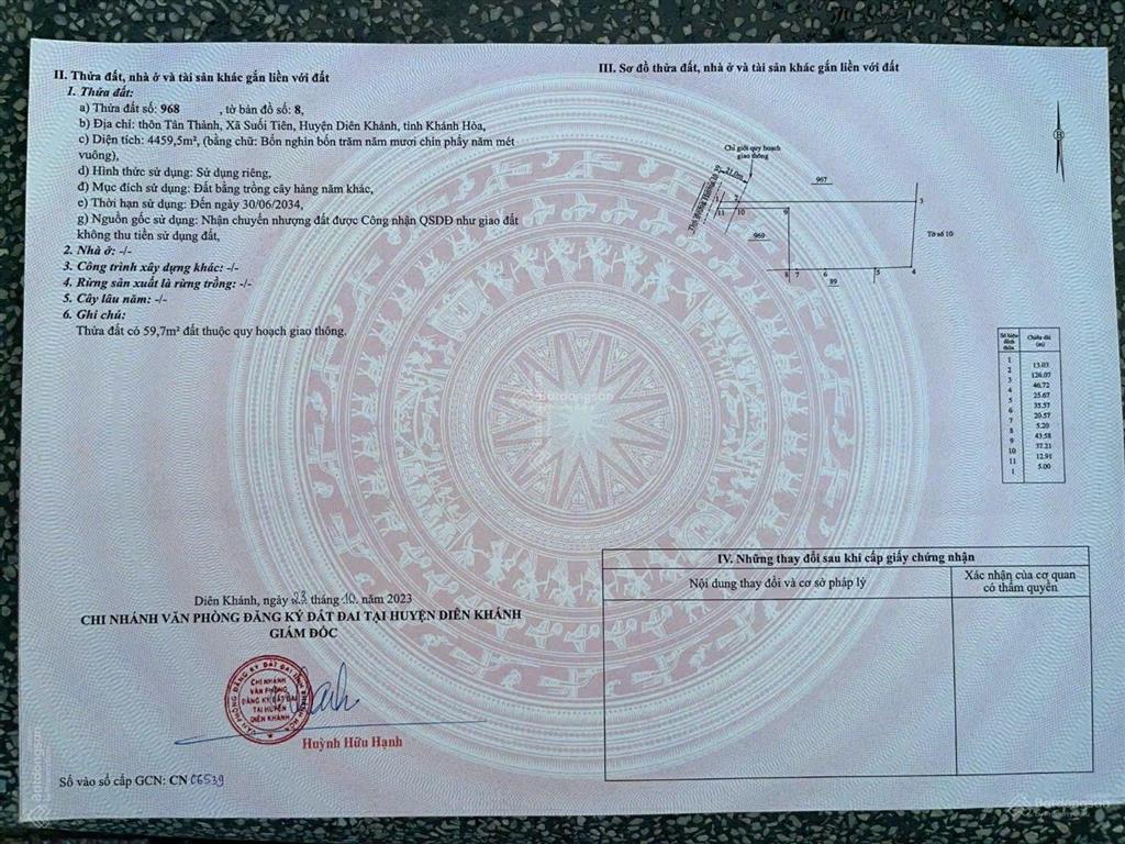 Bán đất mặt tiền đường hl39 suối tiên (suối hiệp) diên khánh khánh hòa