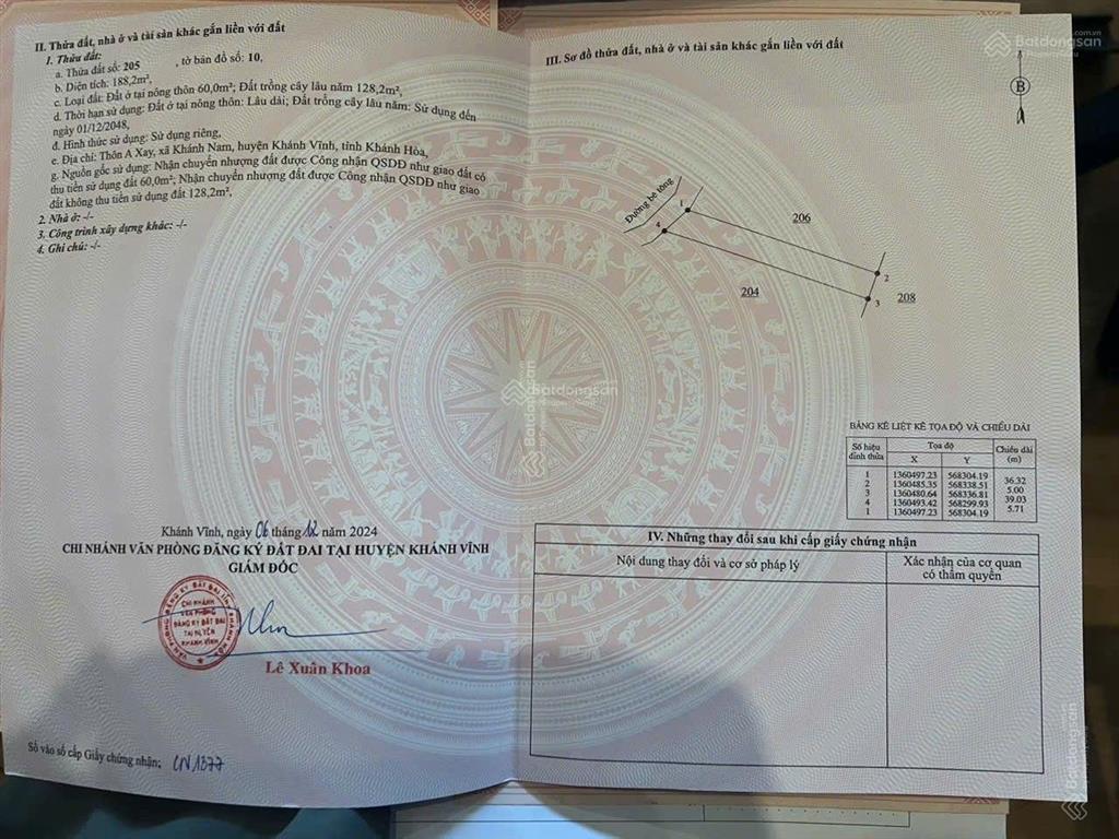Bán lô đất đường nhựa thổ cư thôn a xay, xã khánh nam, tây khánh vĩnh