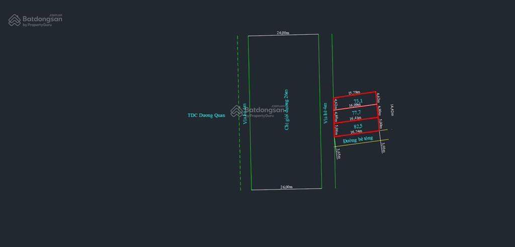 Bán lô đất mặt 26m khu b bắc sông cấm dương quan, thủy nguyên, hải phòng