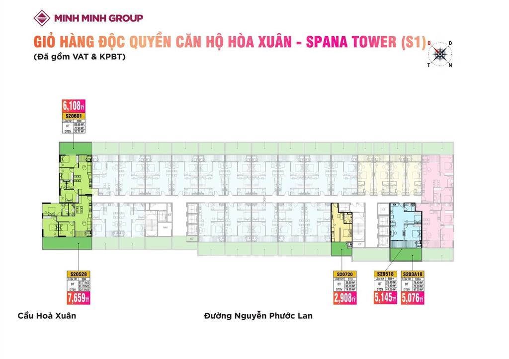 Căn góc 2pn 70m² tầng 5 giá tốt chỉ 3 tỷ 5 tttđ dự án spana tower