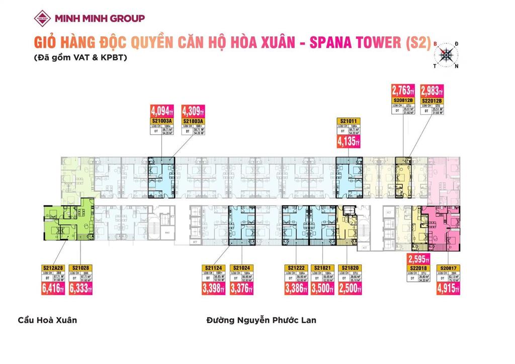 Căn góc 2pn 70m² tầng 5 giá tốt chỉ 3 tỷ 5 tttđ dự án spana tower