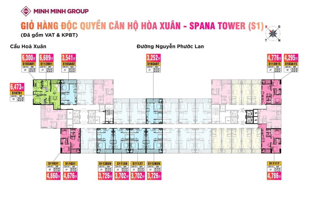 Căn góc 2pn 70m² tầng 5 giá tốt chỉ 3 tỷ 5 tttđ dự án spana tower