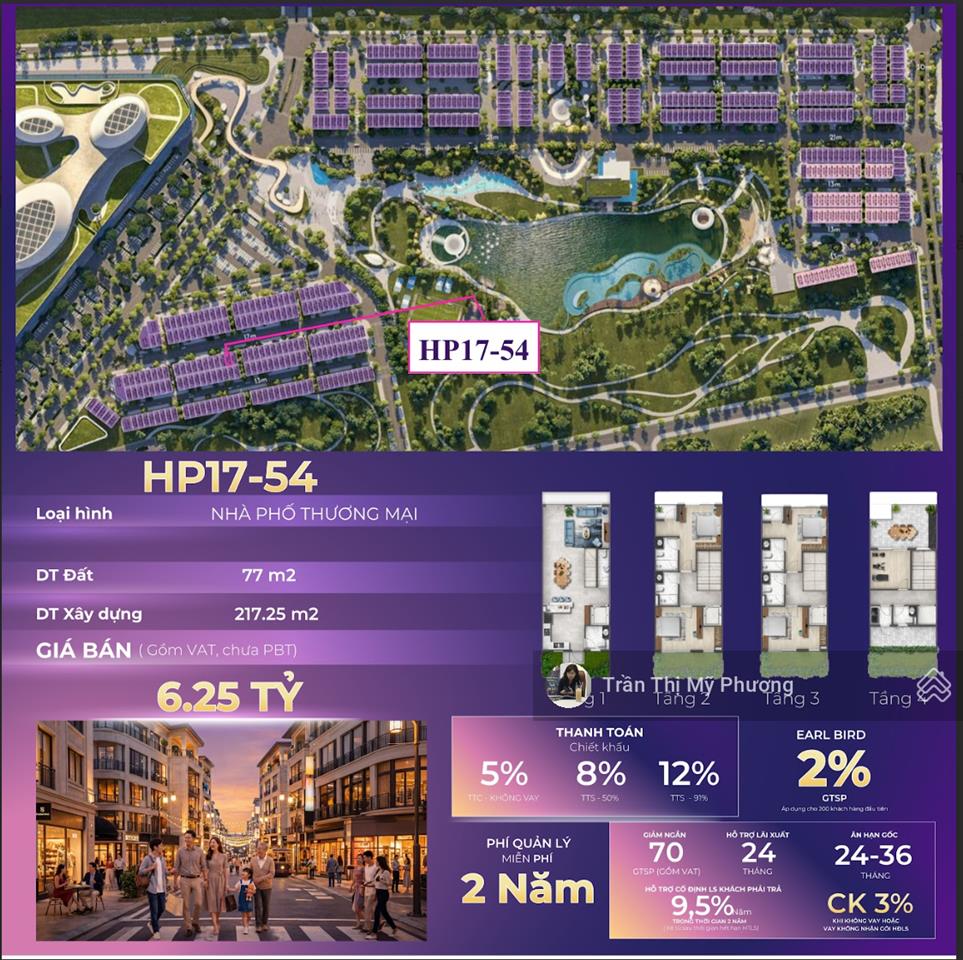 Shophouse 1 trệt 3 lầu dtsd 217m2, ngang 5,5m, đường rộng 17m. nh hỗ trợ vay 70%.  0934 066 ***