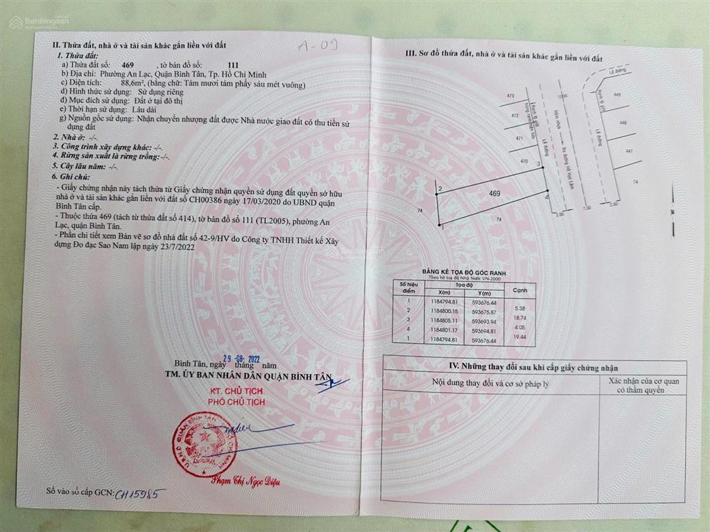 Đất kdc an lạc 88m², giá 6,29 tỷ tl đường 12m kế cc akari bình tân