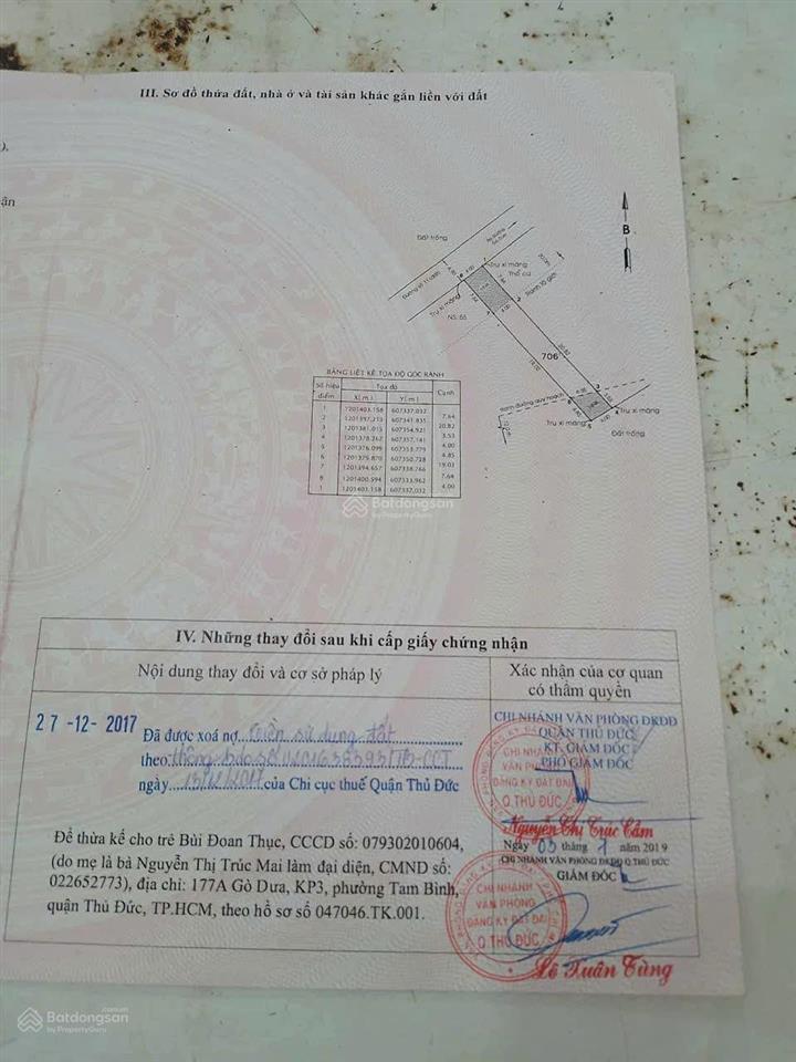 Bán đất mt đường 11, tam bình, thủ đức.