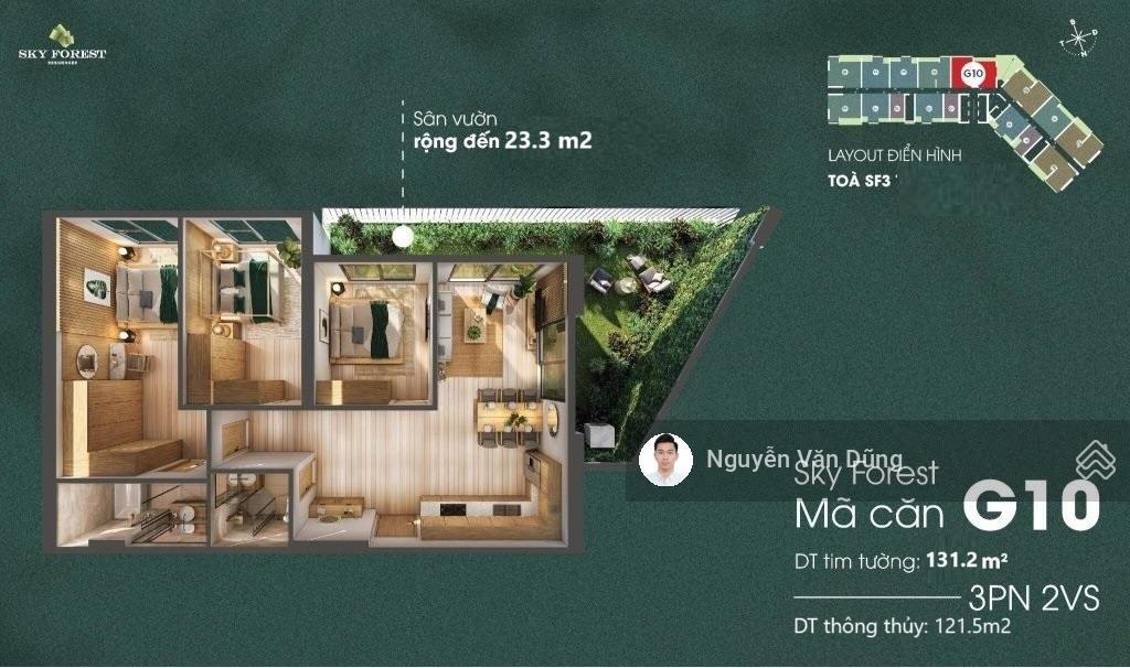 [sky forest] bán nhanh 3 ngủ sân vườn view btđ  g10 sf3   0918 114 ***