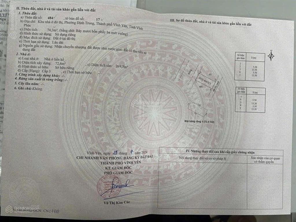 Bán nhà liền kề khu đô thị vci vĩnh yên. nhà thô 4 tầng. sẵn sổ đỏ giao dịch