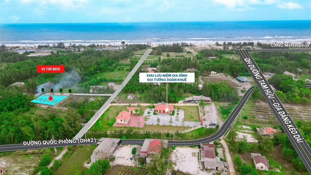 330tr lô đất cách biển 100m diện tích hơn 200m2, mặt tiền 5.75m nở hậu 7.30m
