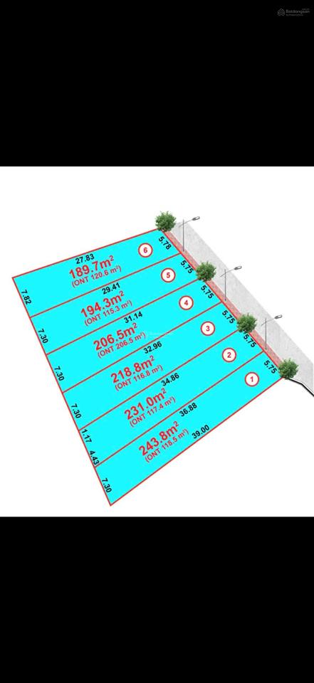 330tr lô đất cách biển 100m diện tích hơn 200m2, mặt tiền 5.75m nở hậu 7.30m