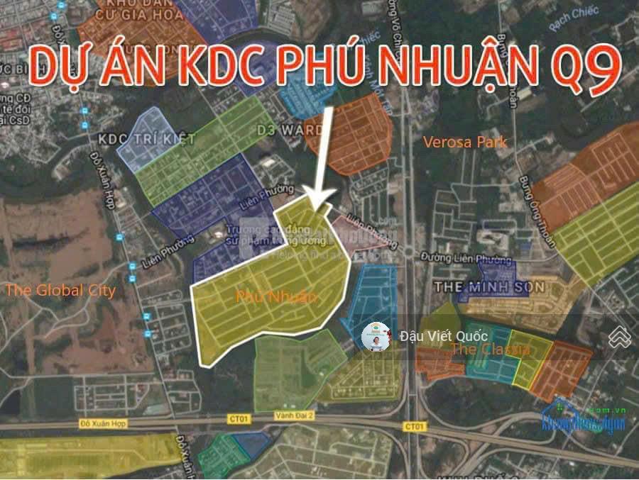 Dự án kdc phú nhuận, p.phước long b, quận 9, cần bán nền trục chính, nền p  dt 14,7x20m.