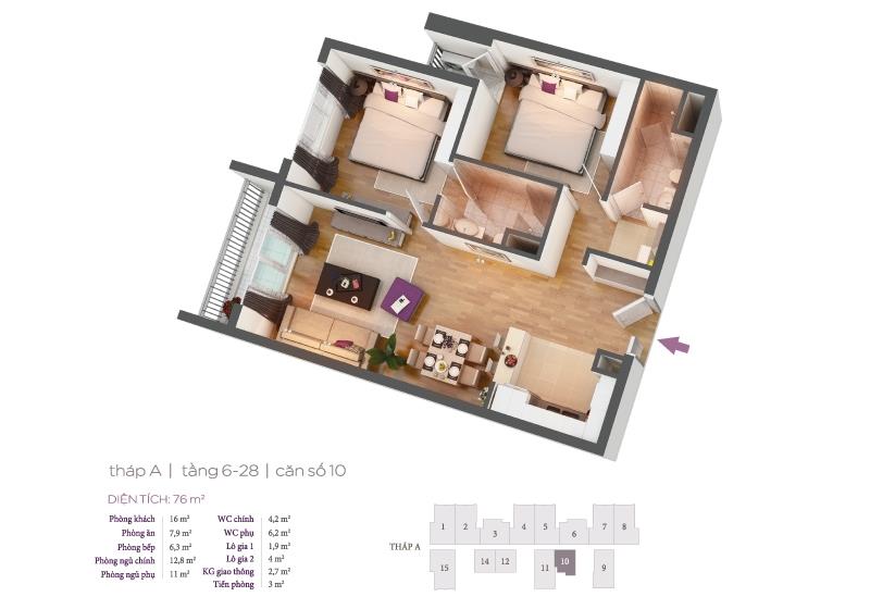 Giảm giá bán gấp ch hồ gươm plaza, hà đông. 2n2wc 76m2 có sổ, giá chỉ 4.8 tỷ, tiện ích đầy đủ