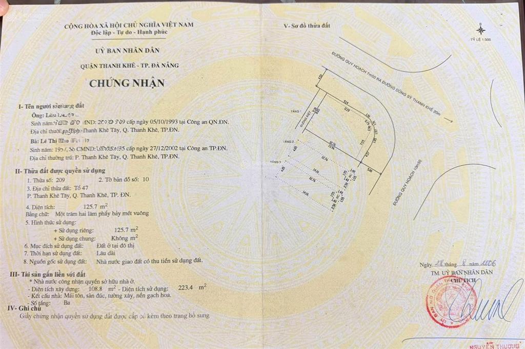 Bán đất góc 2 mặt tiền đường 10m5 & 7m5 hồ quý ly, thông biển n. tất thành cách 100m