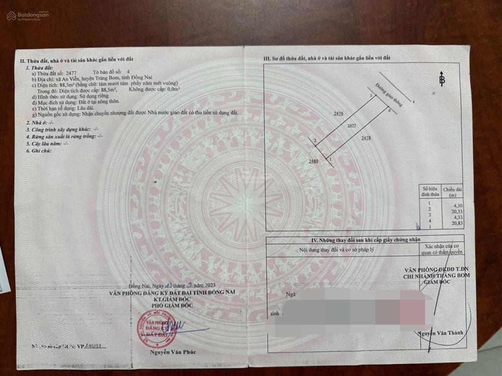 Bán đất thổ cư 88,5m², đường nhựa thông ngay chợ và kcn giang điền
