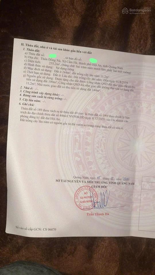 Bán lô đất 2 mặt tiền trước sau đường đồng nà 1, cách phố cổ hội an 3km, gần sông biển  giá tốt