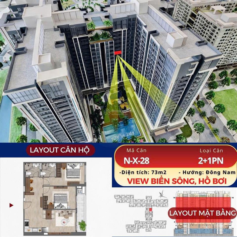 Bán nhanh căn hộ 2+1pn, hướng đông, view sông biển, tầng cao tại fpt plaza 4  giá chỉ 3,95 tỷ