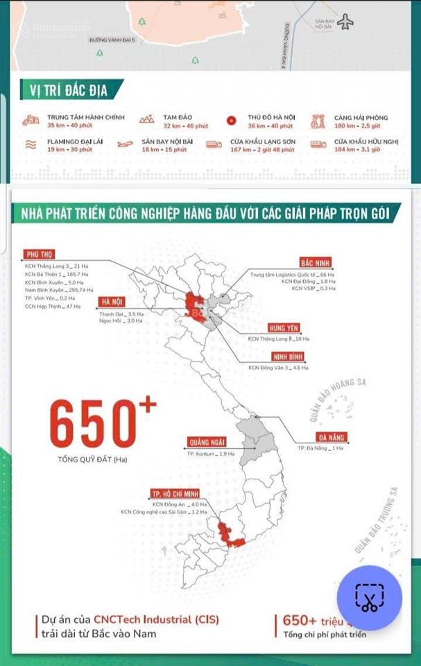 Đất sản xuất từ 5000m2 khu công nghiệp bình xuyên giá khoảng 4 tr/m2