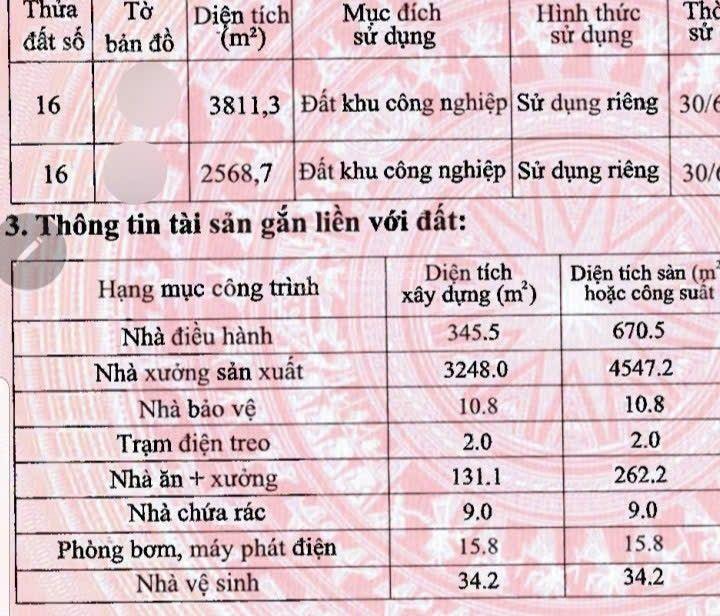 Bán ( hoặc thuê) nhà xưởng 6500m bình xuyên