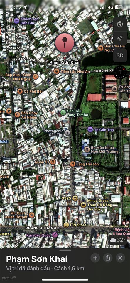 Bán đất thổ cư hẻm 51 khu phố ẩm thực hồ bún xáng
