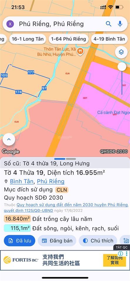 Bán 1,7 hecta đất ở bình tân ngay ccn bù nho phú riềng (bình phước cũ)  đồng nai