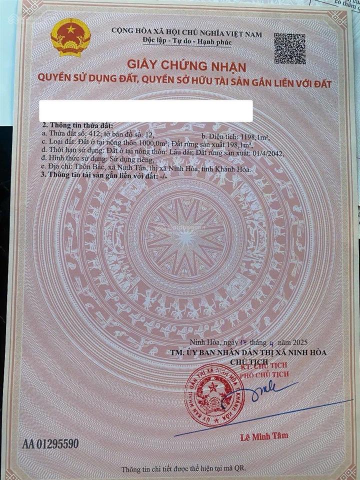 Sản phẩm duy nhất  cơ hội đầu tư sinh lời cực hiếm  độc tôn ở mặt tiền đường tỉnh lộ 5 ninh hoà 1