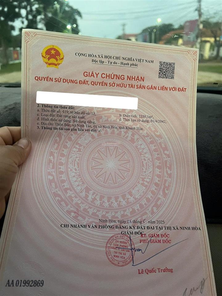 Sản phẩm duy nhất  cơ hội đầu tư sinh lời cực hiếm  độc tôn ở mặt tiền đường tỉnh lộ 5 ninh hoà 1