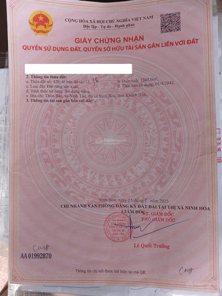 Sản phẩm duy nhất  cơ hội đầu tư sinh lời cực hiếm  độc tôn ở mặt tiền đường tỉnh lộ 5 ninh hoà 1
