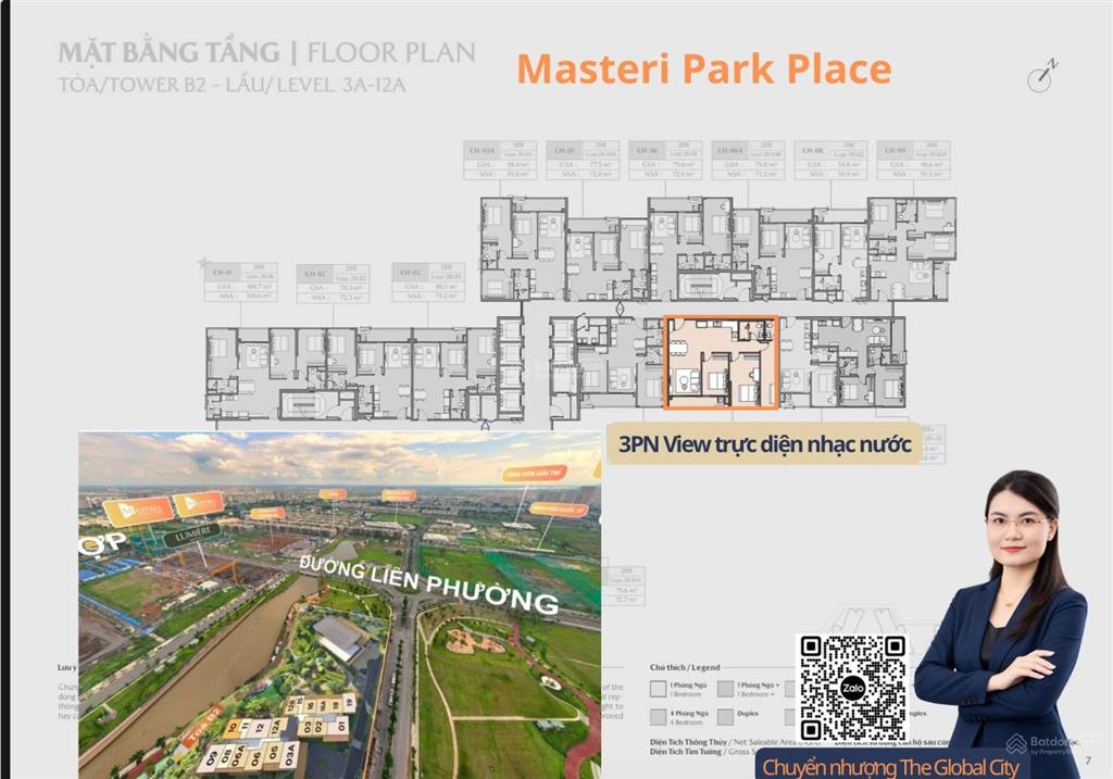 Bán nhanh căn 3pn view trực diện nhạc nước, tầng cao tại the global city