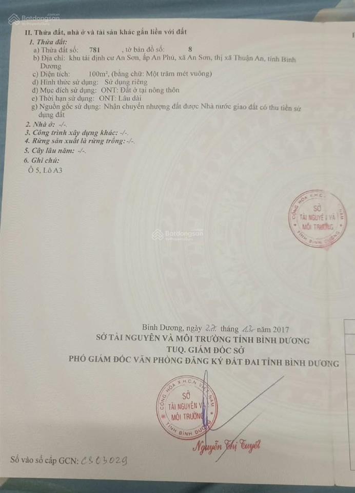 Chính chủ bán đất khu tái định cư đường n5, an sơn, thuận an