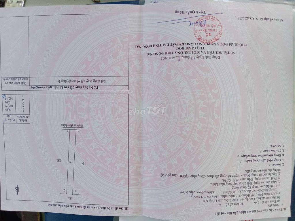 Chính chủ bán 1 sào cách nhựa phượng vỹ 100m