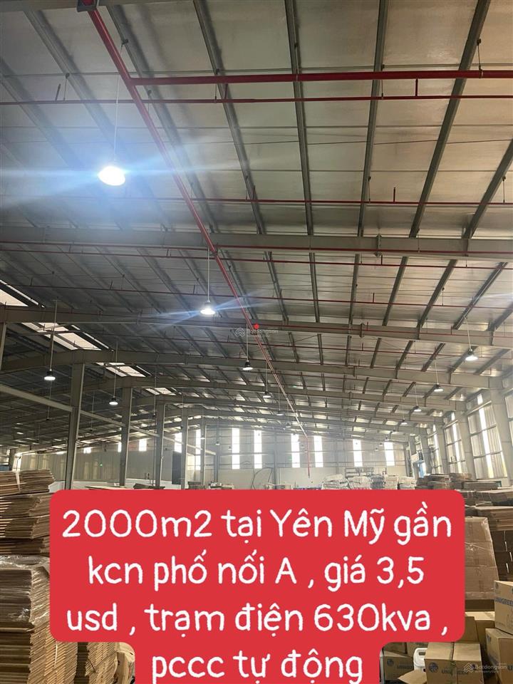 Cho thuê kho 2000m² gần kcn phố nối a. pccc tự động