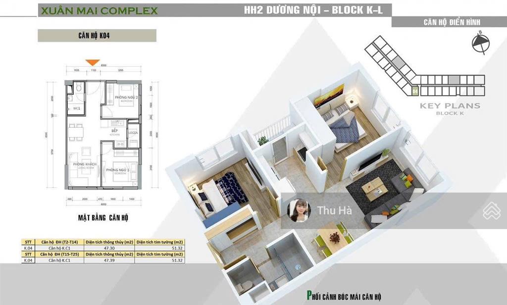 Bán căn góc 2n1vs  3,x tỷ cc xuân mai 48m²  đông bắc  đông nam