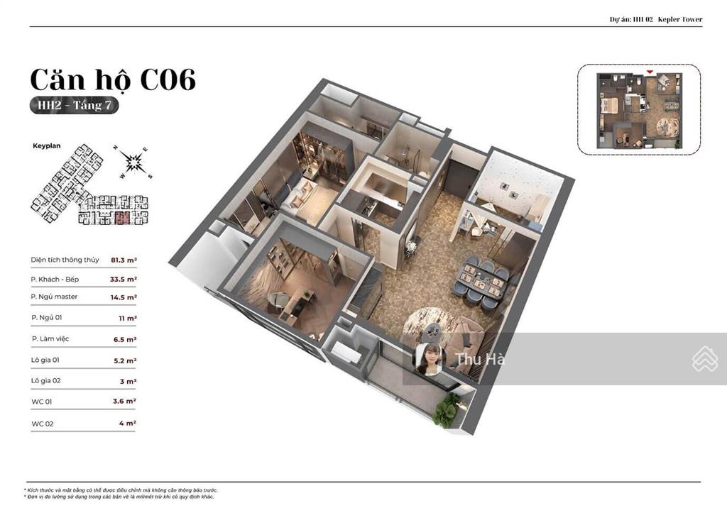 Cho thuê 2n2vs 82m2 kepler  mỗ lao 13tr/th