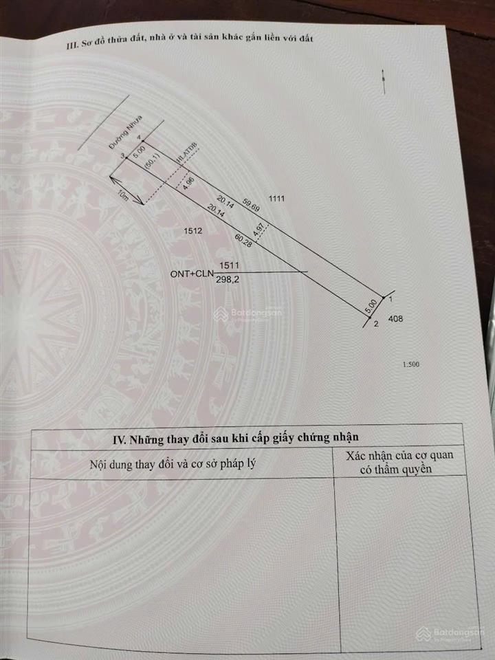 Chính chủ cần bán đất mặt tiền đường nhựa có thổ cư gần trung tâm hành chính huyện ngang 10x60m