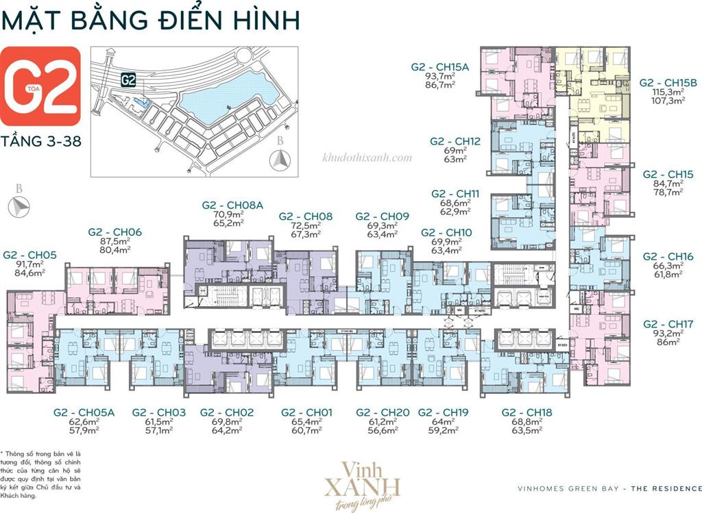 Cần bán gấp căn 17 chung cư g2 vinhomes green bay mễ trì diện tích 84,5m2