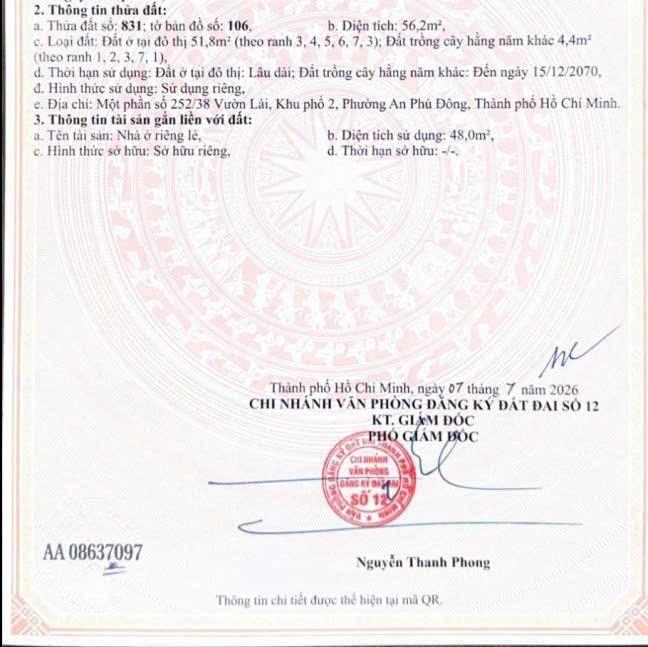 Ngộp ngân hàng cần ra gấp lô đất hẻm 252 siêu đẹp, đường nhựa 10m có vỉa hè chỉ 4,4 tỷ