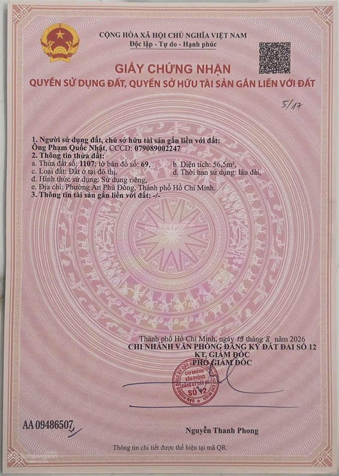 Bán lô đất 1 sẹc đường an phú đông 9 ngay công an phường an phú đông giá chỉ 3,75 tỷ