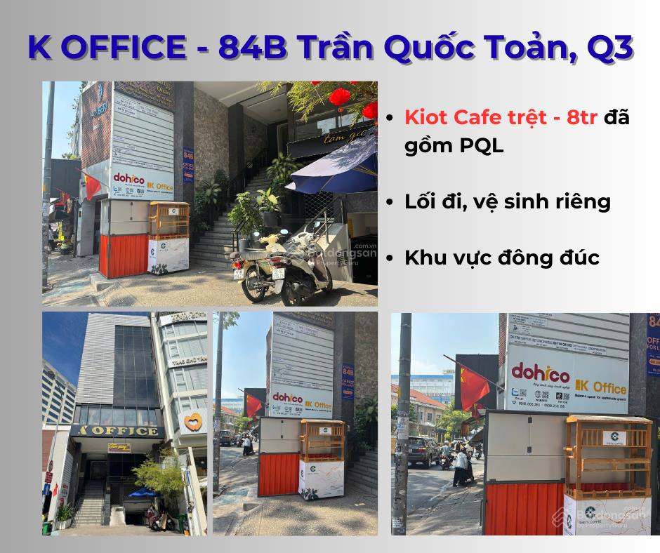Chính chủ mb kiot cafe toà nhà vp  chỉ 6tr phí quản lý 300k trần quốc toản q3